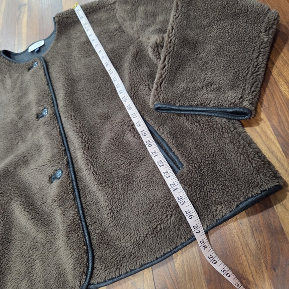 Faux Sherling Coat Dark Brown Universal Threds Crew Neck Size XL - Picture 4 of 10